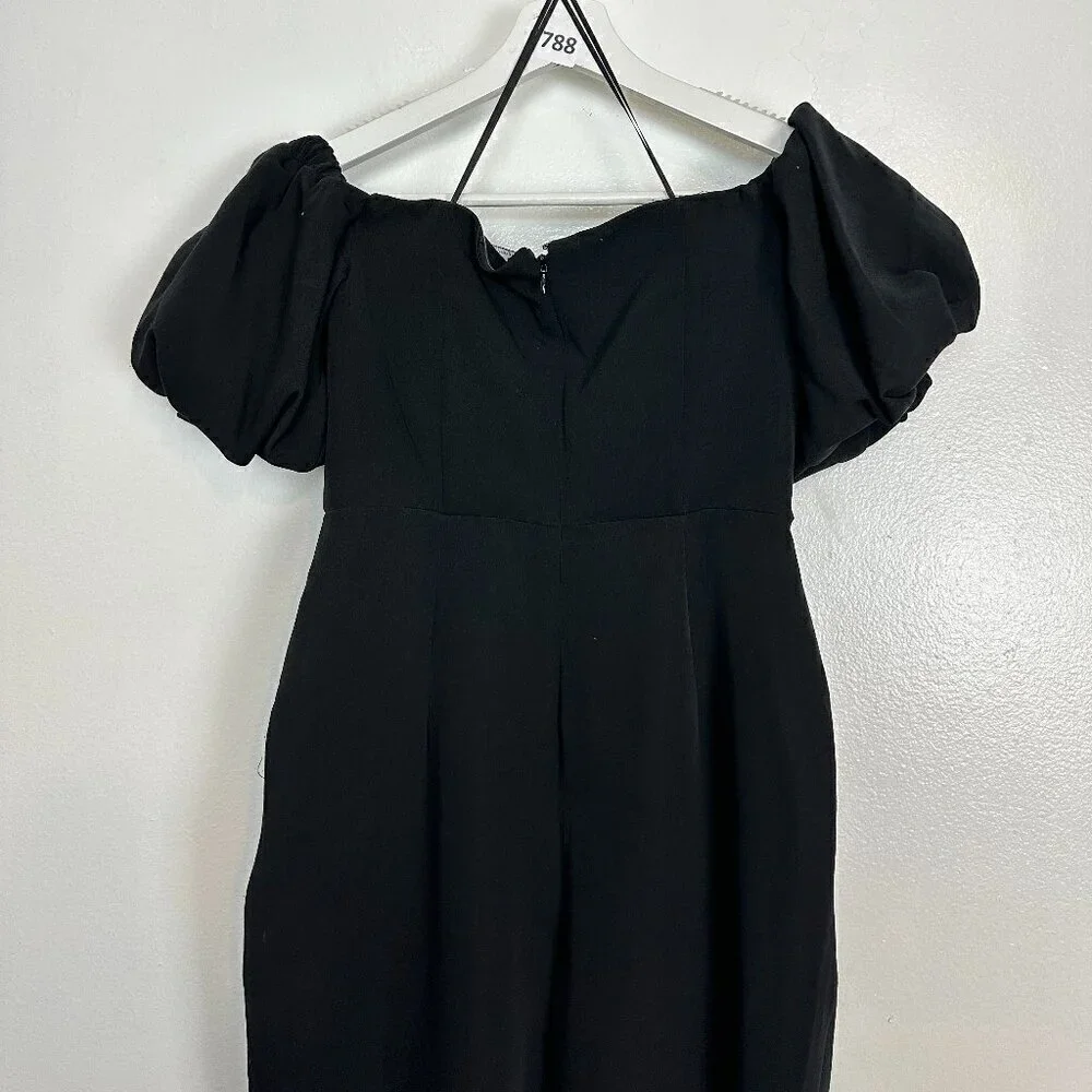SAM EDELMAN Square Neck Puff Sleeve Jumpsuit in Black Size US 0